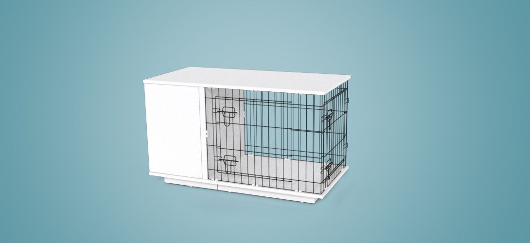 white modern dog crate