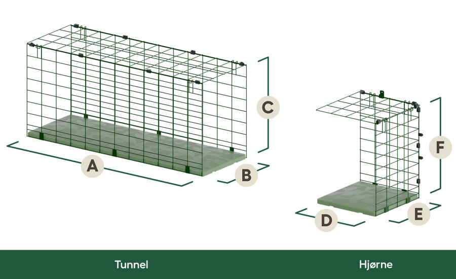 Catio tunnel og hjørne dimensioner